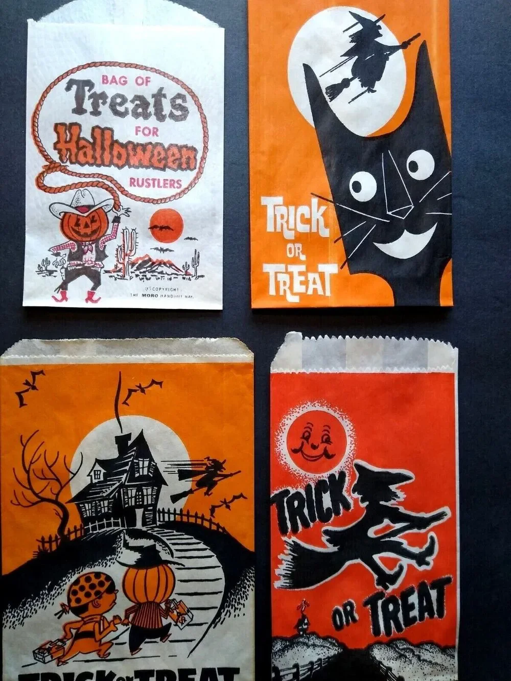Halloween Candy Trick Or Treat Bags Witch Smiling Moon Man Cowboy Black Cat (4)